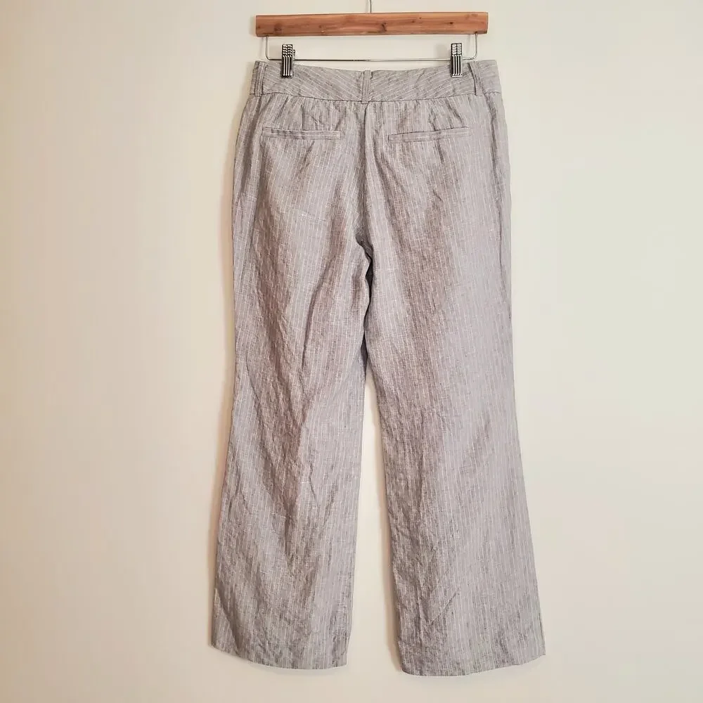 Banana Republic The Martin Fit Pinstriped Linen Trouser Gray 4P